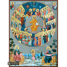 All Saints Greek Orthodox Icon on Wood with Blue Background