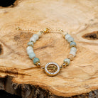 Amazonite Flower 24k Gold Plated Christian Woman Bracelet