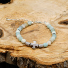 Amazonite Flower Platinum & Sterling Silver Christian Woman Bracelet