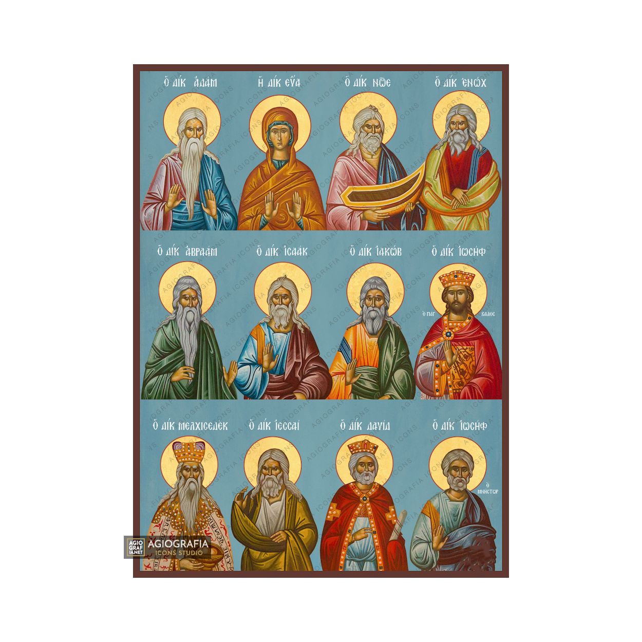 Ancestors of Jesus Christian Orthodox Icon with Blue Background