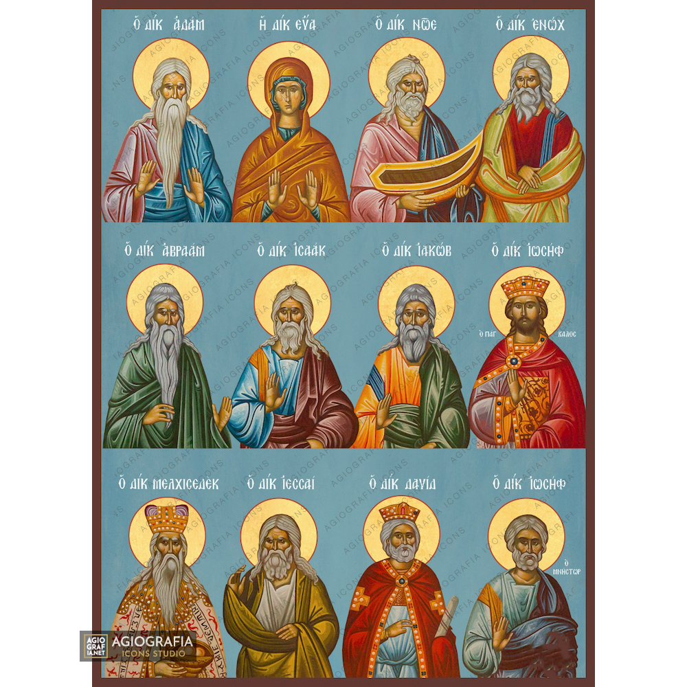 Ancestors of Jesus Christian Orthodox Icon with Blue Background