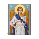 Archangel Gabriel Greek Orthodox Wood Icon with Blue Background