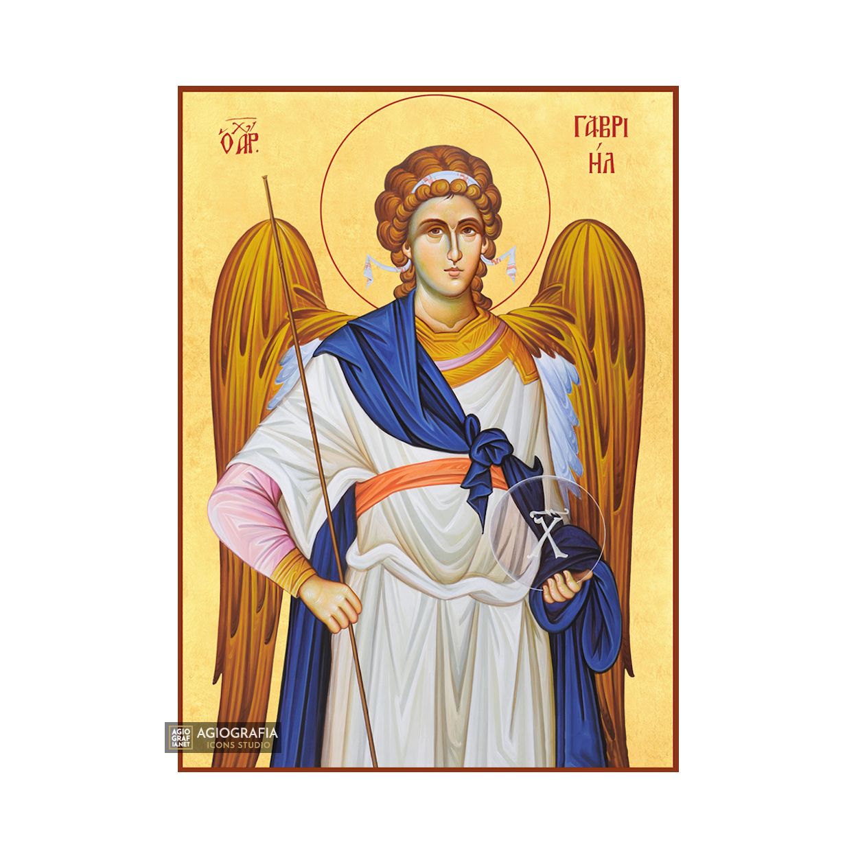 22k Archangel Gabriel - Gold Leaf Background Christian Orthodox Icon