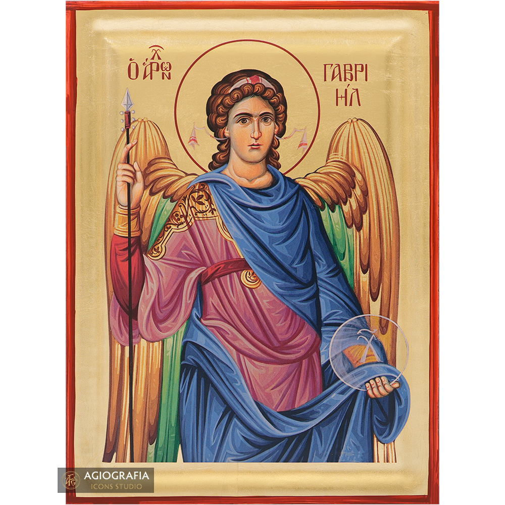 Archangel Gabriel Orthodox Icon with Matte Gold Leaves
