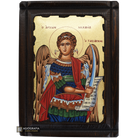 Archangel Michael Greek Orthodox Wood Icon with Gold Leaf