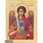 Archangel Michael Greek Icon on Wood with Gilding Effect