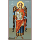 Archangel Michael Christian Byzantine Icon with Blue Background