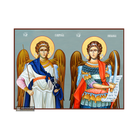 Archangels Michael & Gabriel Christian Icon with Blue Background