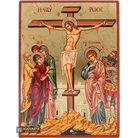 Crucifixion of The Lord Gold Print Orthodox Icon with Aged Gold Foil