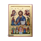 18k Deesis of Virgin Mary Angels Saints Greek Icon with Gold Leaf