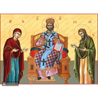 22k Deesis Christ Enthroned - Panagia - St John Icon with Gold Leaf