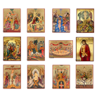 Set of 12 Great Feasts Gold Print Icons with Aged Gold Foil