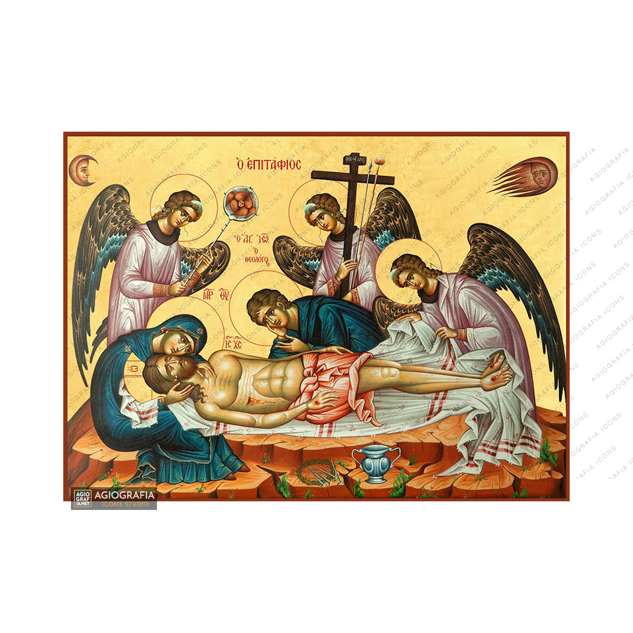 22k Epitaph of Jesus Christ - Exclusive Gold Leaf Greek Icon