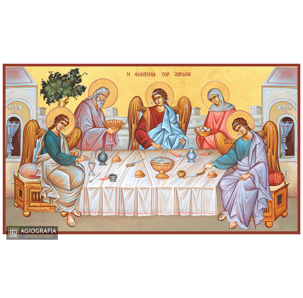 22k Holy Trinity & Hospitality - Gold Leaf Background Orthodox Icon