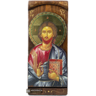 Jesus Christ Christian Orthodox Gold Print Icon on Carved Wood