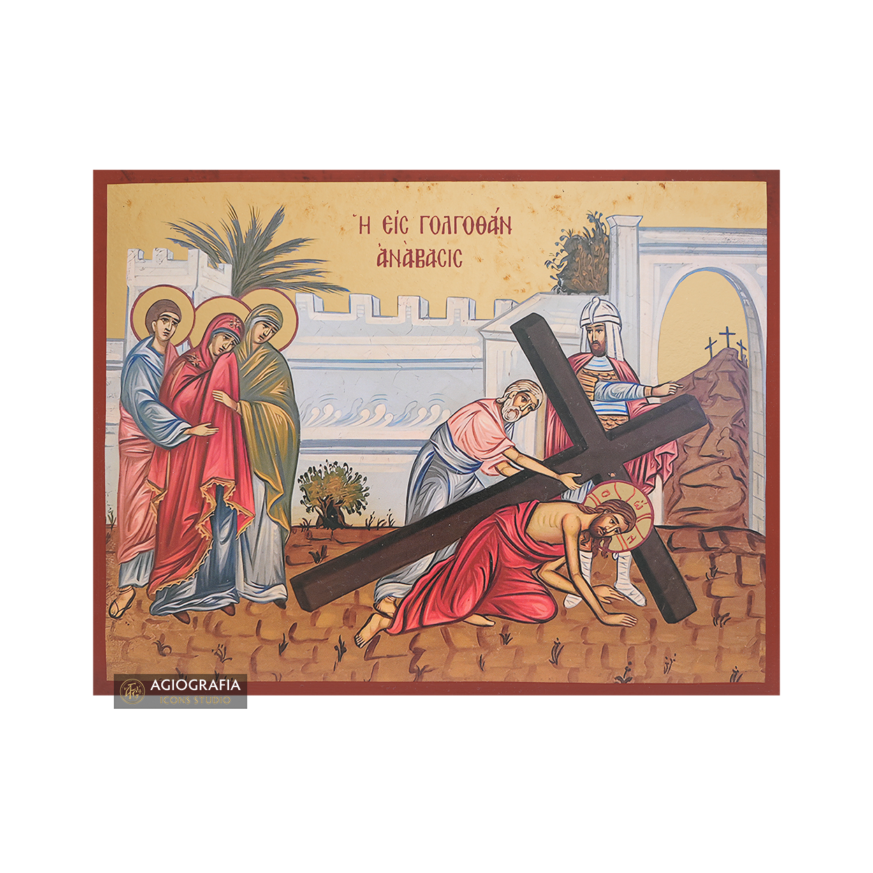 Saint John the Baptist Beheading Gold Print Icon with Aged Gold Foil