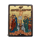 Crucifixion of the Lord Christian Orthodox Icon on Wood with Gold Leaf