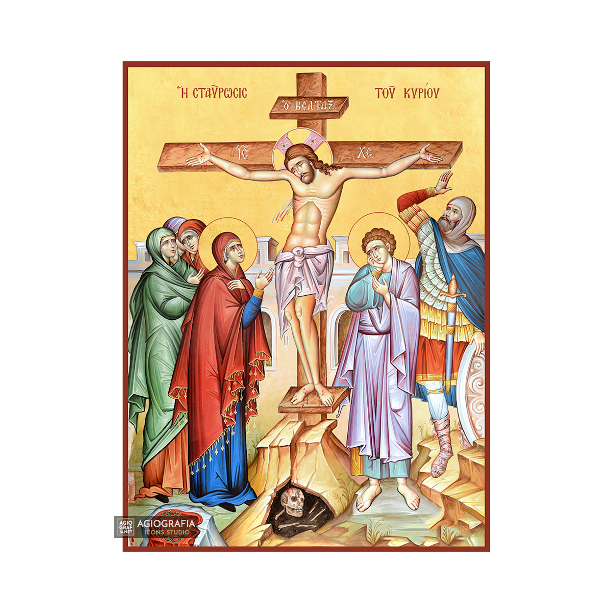 22k Crucifixion of the Lord - Gold Leaf Christian Orthodox Icon