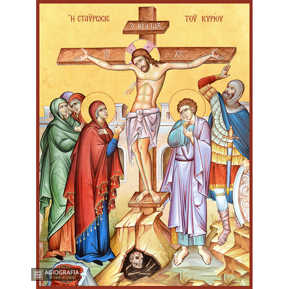 22k Crucifixion of the Lord - Gold Leaf Christian Orthodox Icon