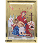 Jesus Christ Descent from Cross Russian Icon Wood with Gilding Effect
