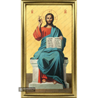 22k Jesus Christ Enthroned Framed Orthodox Icon with Gold Leaf