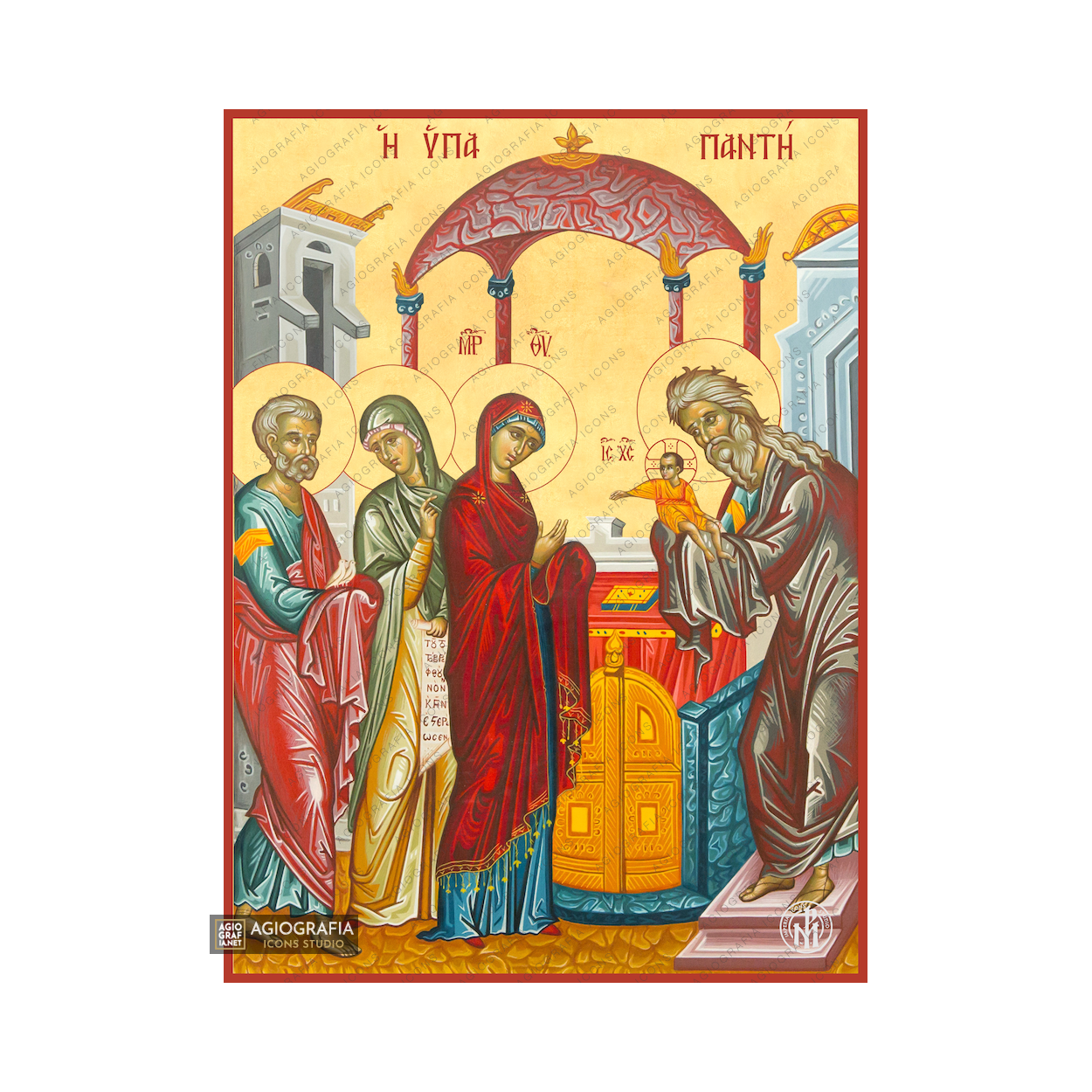 22k Presentation of The Lord - Exclusive Mt Athos Gold Leaf Greek Icon