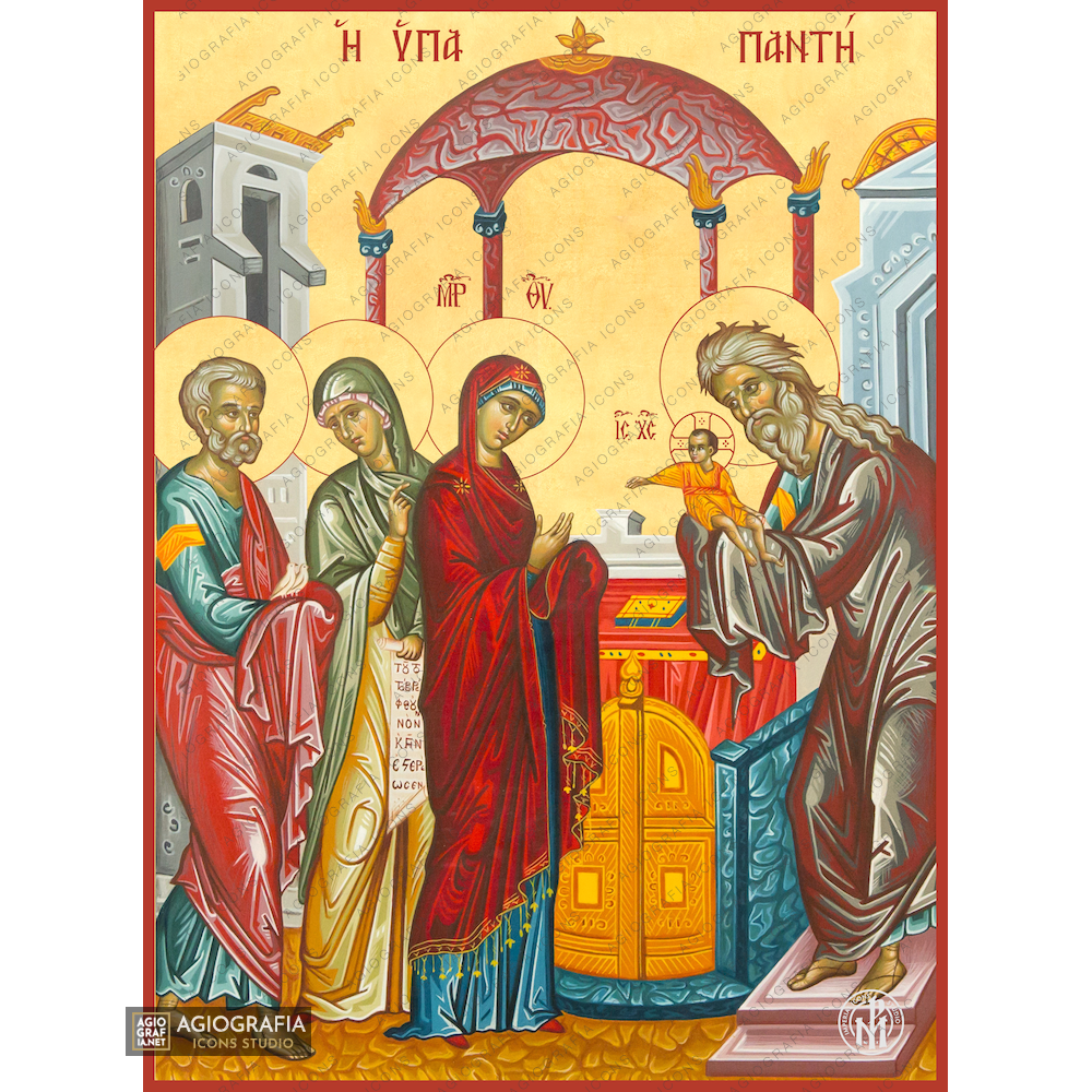22k Presentation of The Lord - Exclusive Mt Athos Gold Leaf Greek Icon