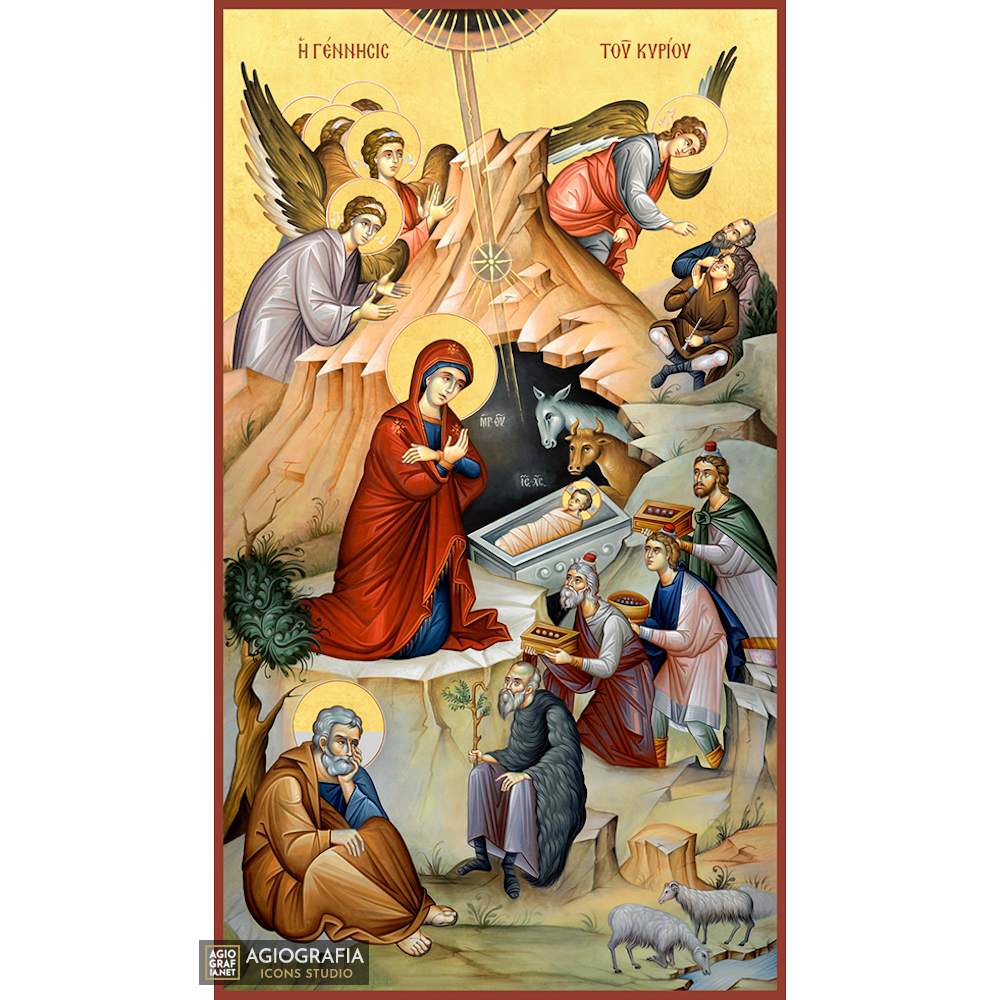 22k Nativity of the Lord - Gold Leaf Background Orthodox Icon