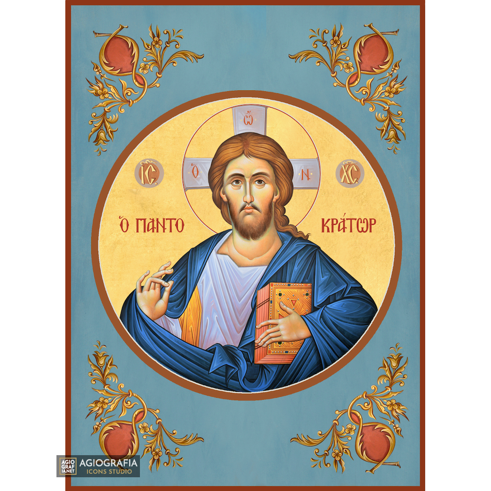 22k Jesus Christ the Almighty (Pantokrator) - Gold Leaf Orthodox Icon