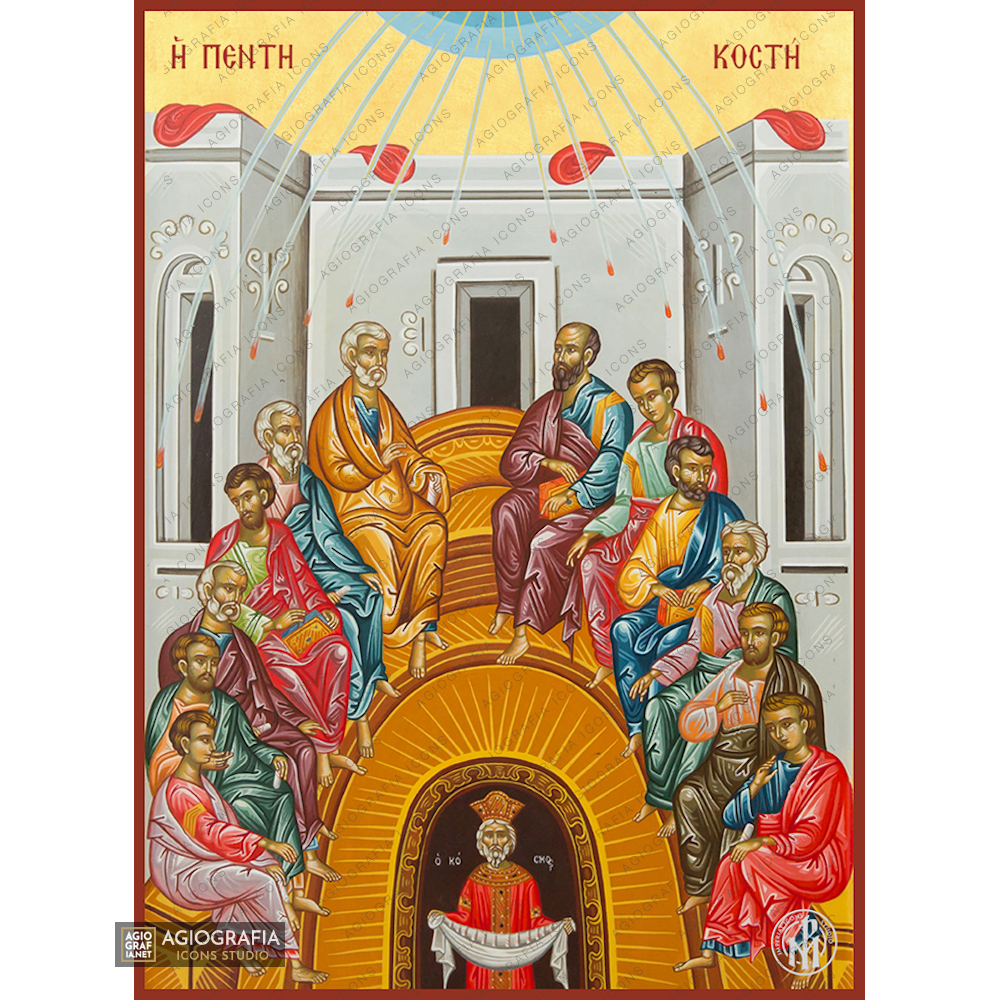 22k Pentecost - Exclusive Mt Athos Gold Leaf Orthodox Icon