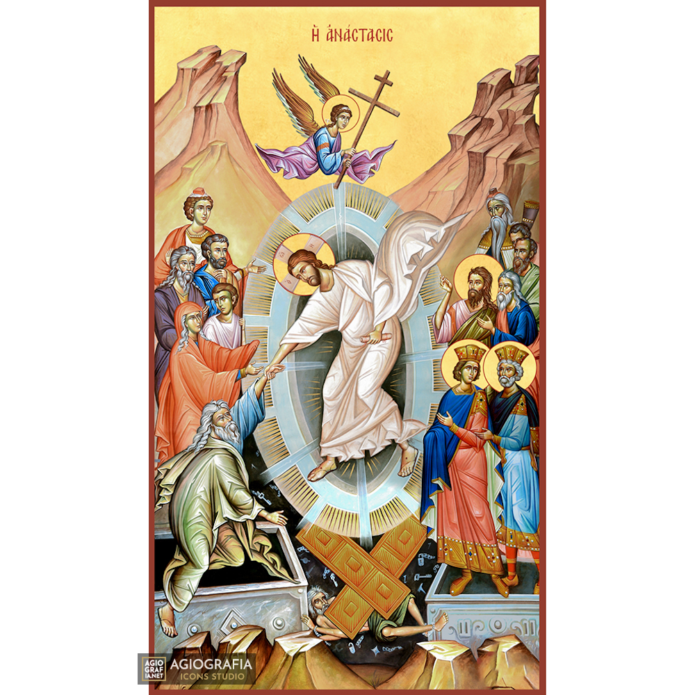 22k Resurrection of the Lord - Gold Leaf Background Orthodox Icon