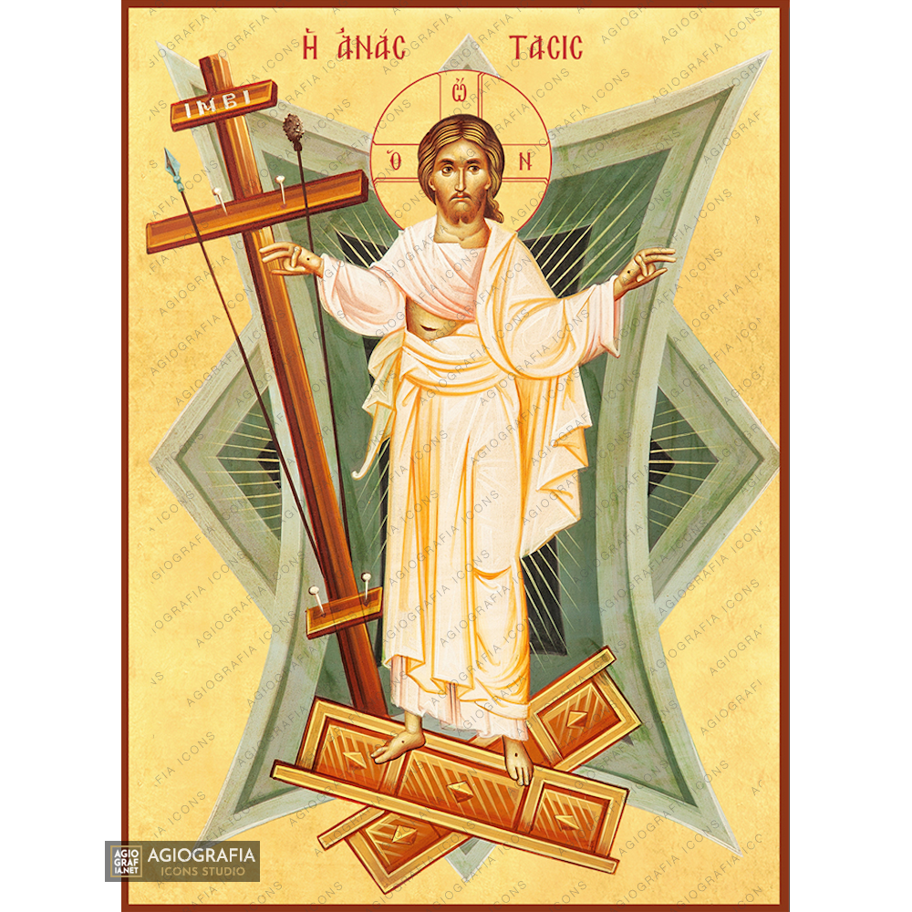 22k Resurrection of the Lord - Exclusive Gold Leaf Greek Icon