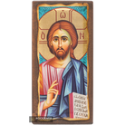 Jesus Christ The One Who Blesses Christian Icon with Aged Gold Leaves