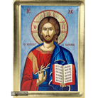 Jesus Christ the Savior Christian Greek Orthodox Icon with Gold Leaf