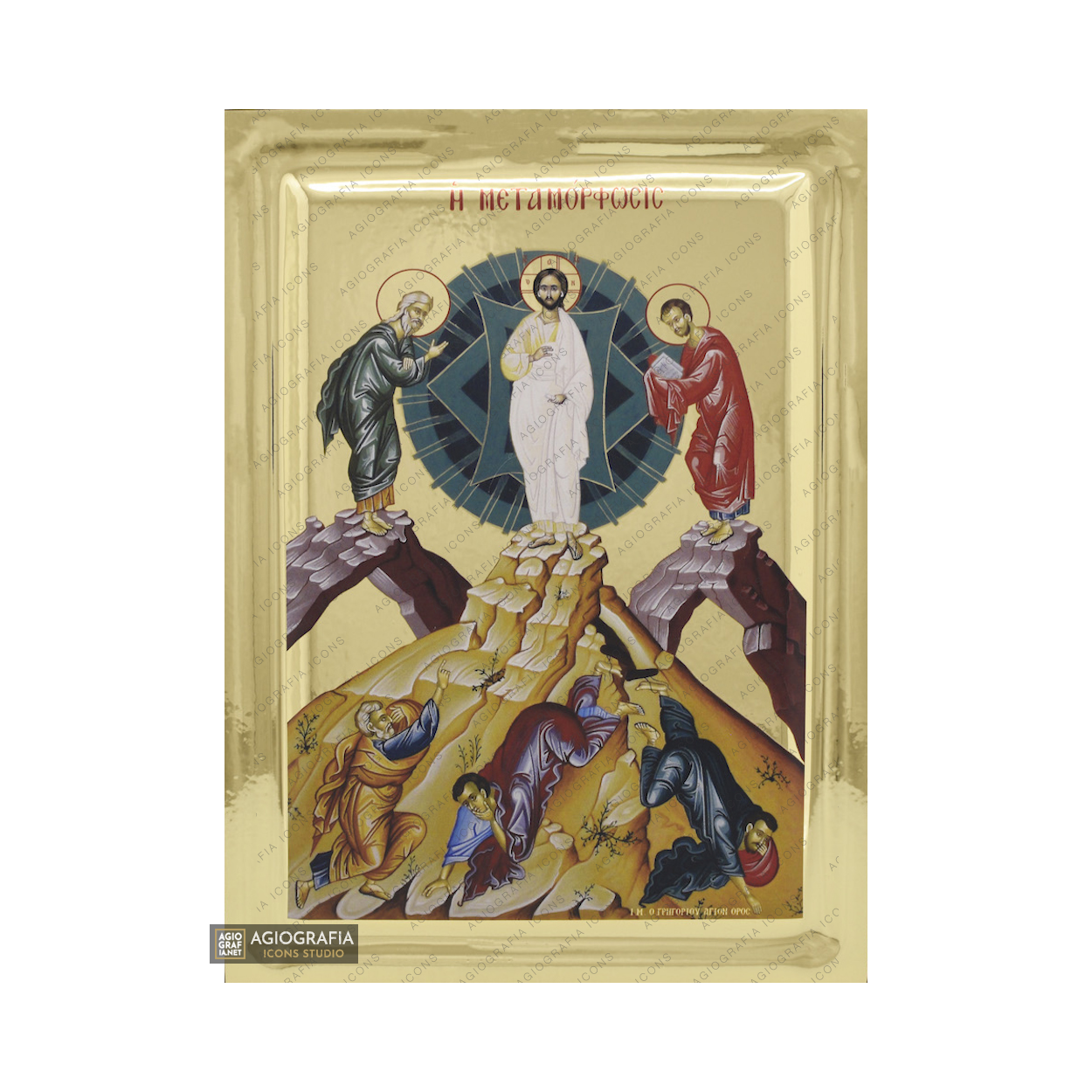Transfiguration of Jesus Christ Orthodox Wood Icon with Gilding Effect
