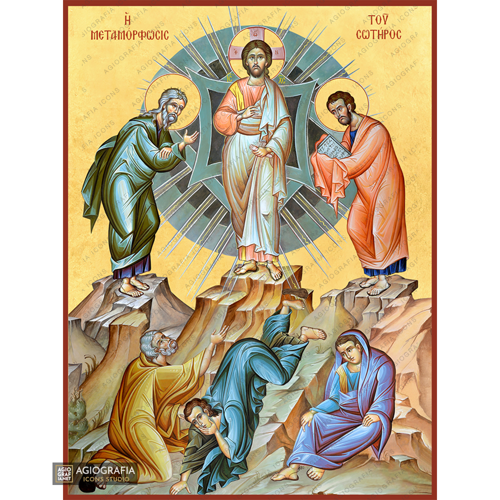 22k Transfiguration of Jesus Christ Christian Icon with Gold Leaf