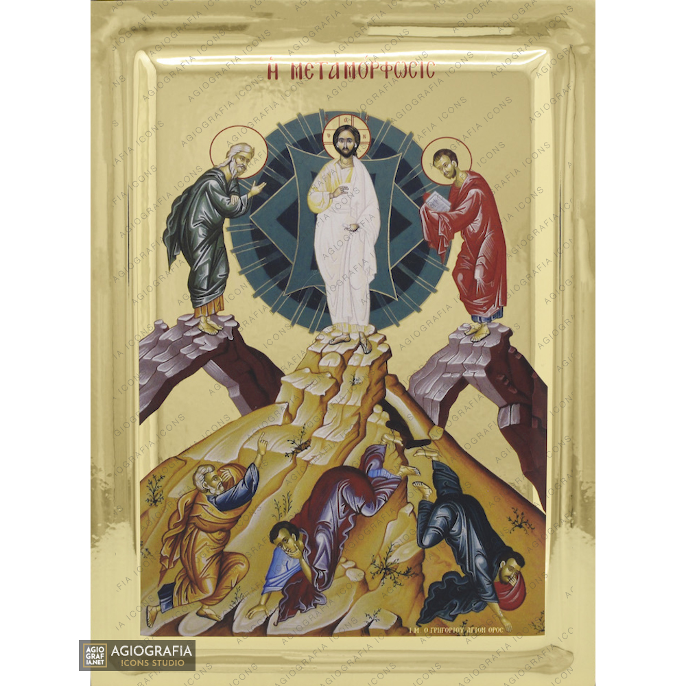 Transfiguration of Jesus Christ Orthodox Wood Icon with Gilding Effect