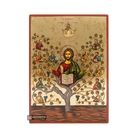 Jesus Christ Tree of Life Gold Print Icon with Aged Gold Foil