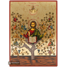 Jesus Christ Tree of Life Gold Print Icon with Aged Gold Foil