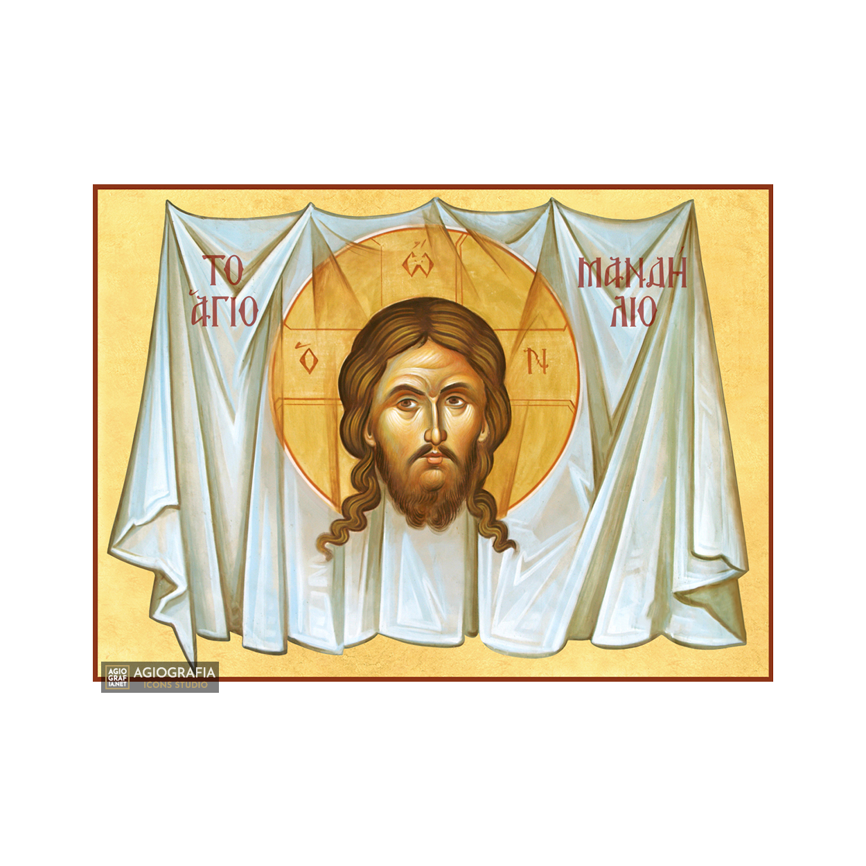 22k Jesus Christ Holy Mandylion Edessa Icon - Gold Leaf Greek Icon
