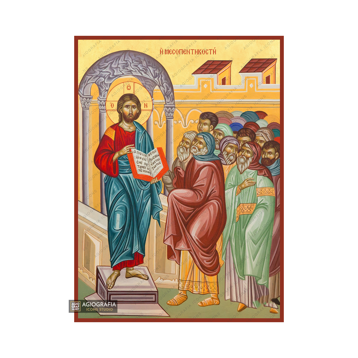 22k Mid-Pentecost - Exclusive Mt Athos Gold Leaf Orthodox Icon