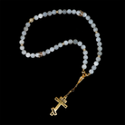 Orthodox Prayer Rope White Moonstone – Gold Plated Cross