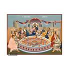 Mystical (Last) Supper Christian Icon on Wood with Blue Background