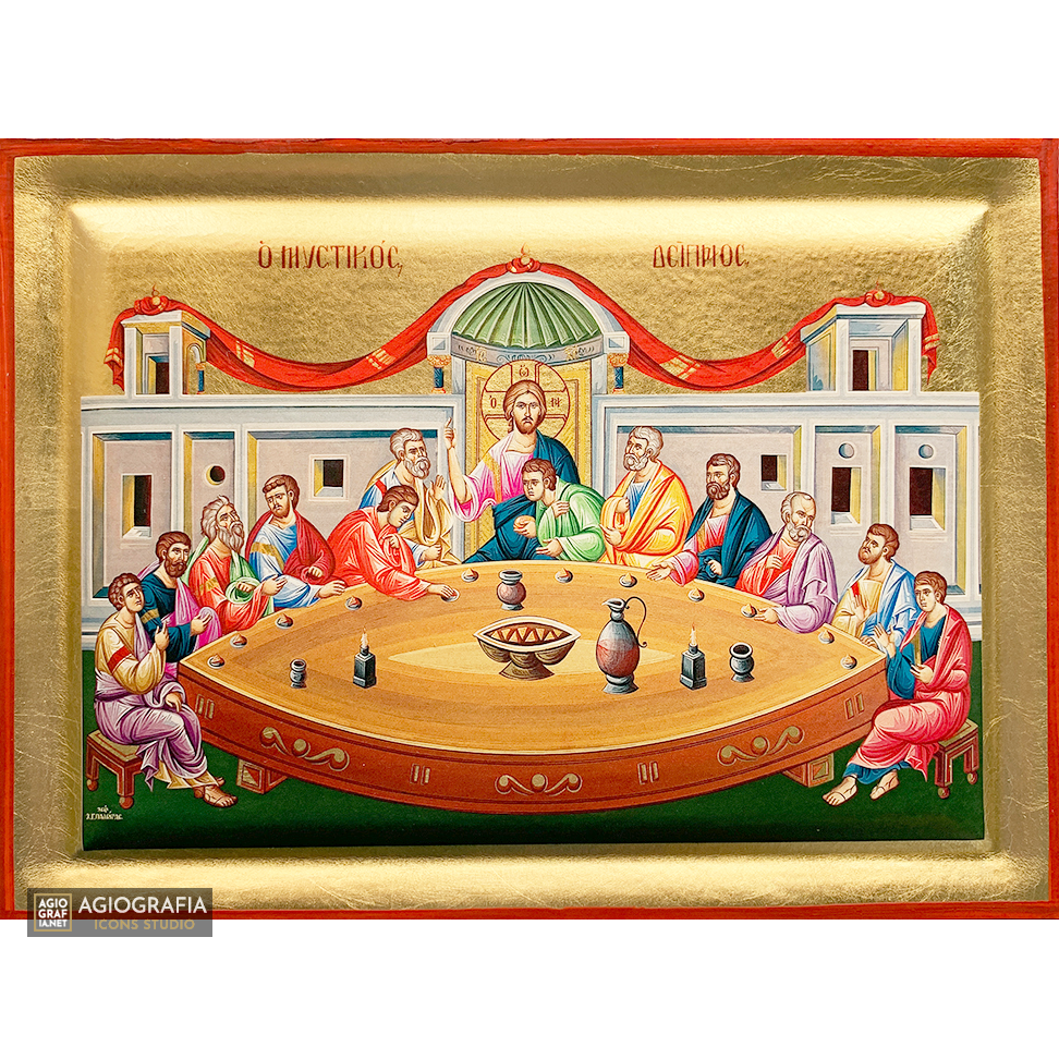 Set of 12 Feastal Christian Icons on Wood with Gold Leaf Background