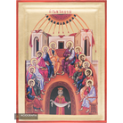 Pentecost Orthodox Icon on Wood with Gold Leaf background