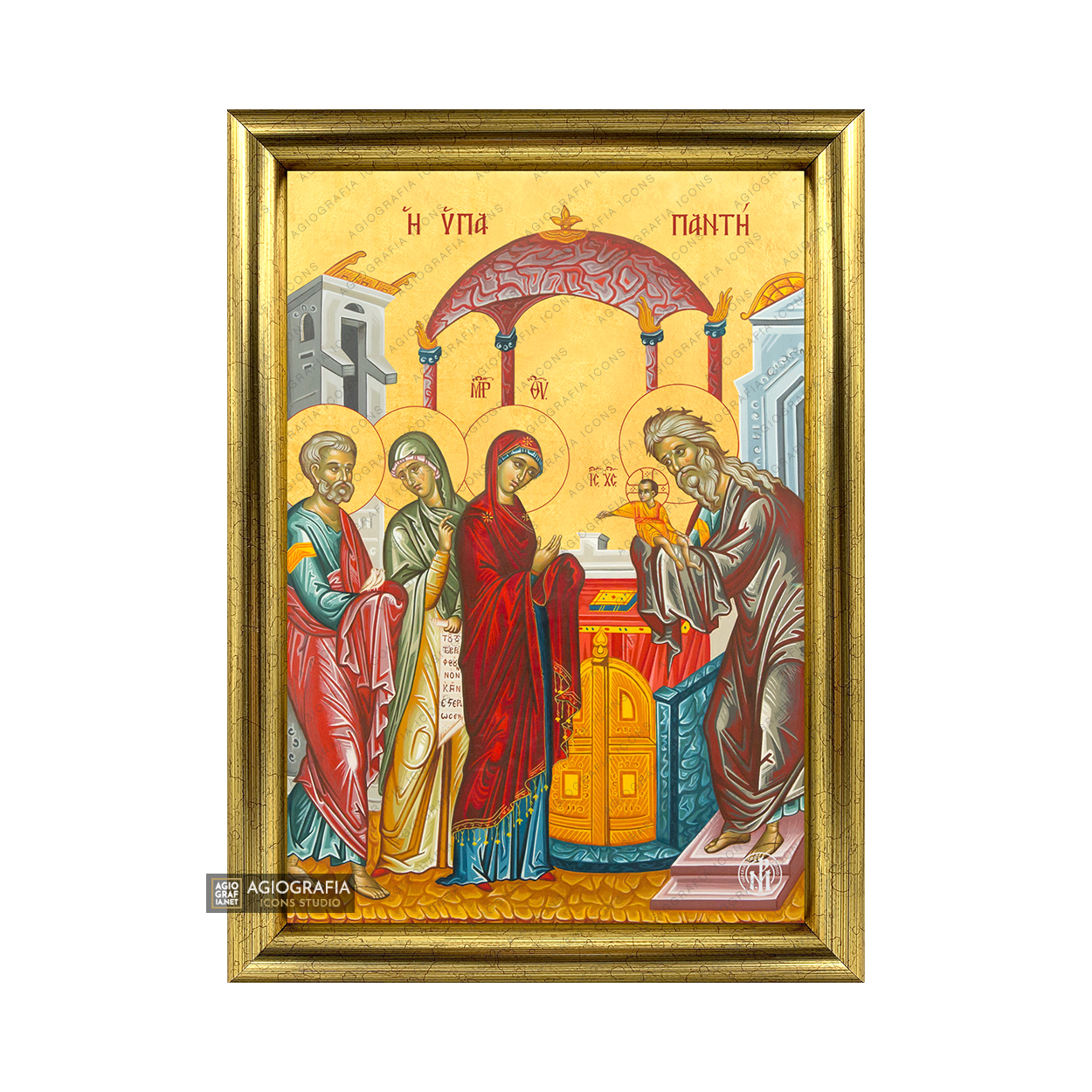 22k Presentation of The Lord Framed Christian Icon with Gold Leaf