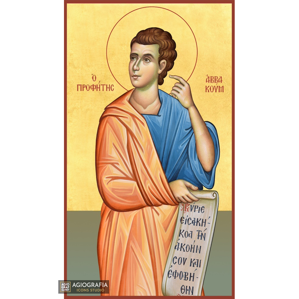 22k Prophet Abbakoum Gold Leaf Background Christian Orthodox Icon