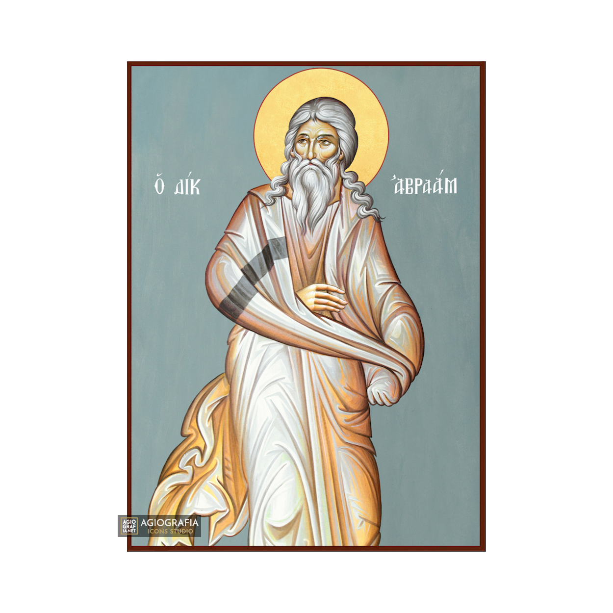 Prophet Abraham Christian Byzantine Icon with Blue Background
