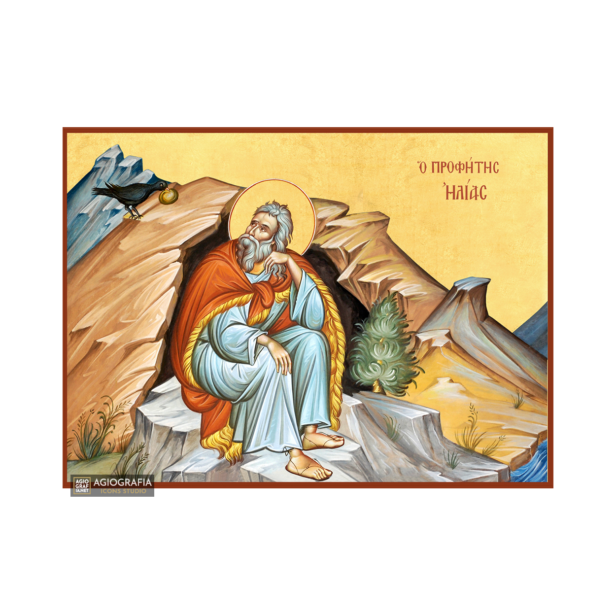 22k Prophet Elijah - Gold Leaf Background Christian Orthodox Icon