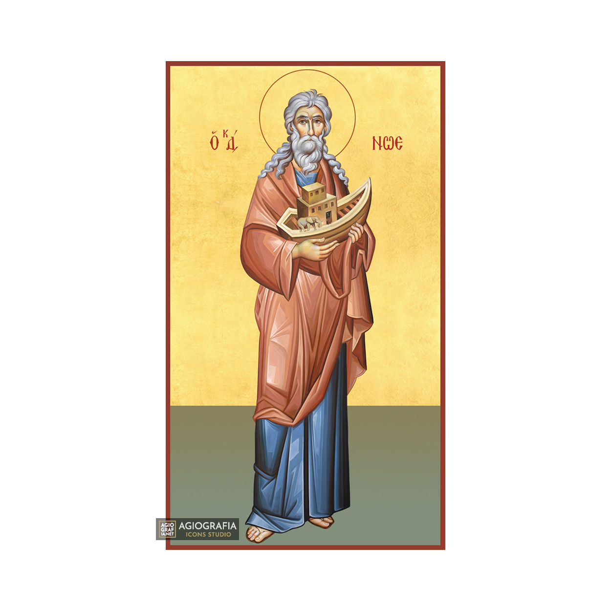 22k Prophet Noah - Gold Leaf Background Christian Orthodox Icon